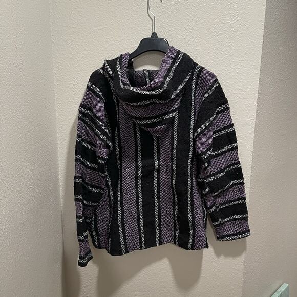 CUAMATZI MEXICAN TEXTILES Men’s Purple Striped Serape Jacket L - Picture 4 of 5